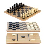 Regal Games - Reversible Wooden Board for Chess, Checkers & Tic-Tac-Toe - 24 Interlocking Wooden Checkers and 32 Standard Chess Pieces - for Age 8 to Adult for Family Fun