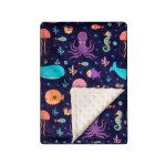 Soft Plush Minky Blanket for Boys & Girls - Double Layer with Dotted Backing, Toddler to Newborn, Shower Gifts (Navy Whale, 30 X 40 inches)