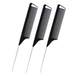 3Pcs Rat Tail Combs,Barber Styling Combs for Women,Anti Static Heat Resistant Hairdressing Comb (Black)