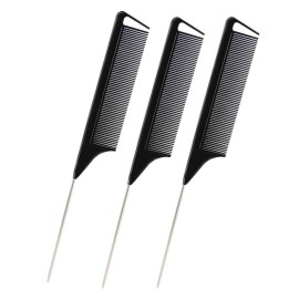 3Pcs Rat Tail Combs,Barber Styling Combs for Women,Anti Static Heat Resistant Hairdressing Comb (Black)