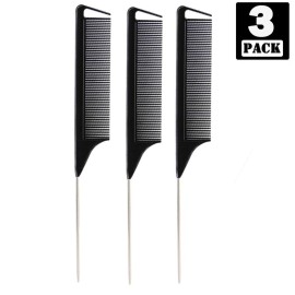 3Pcs Rat Tail Combs,Barber Styling Combs for Women,Anti Static Heat Resistant Hairdressing Comb (Black) 3Pcs Rat Tail Combs,Barber Styling Combs for Women,Anti Static Heat Resistant Hairdressing Comb (Black)