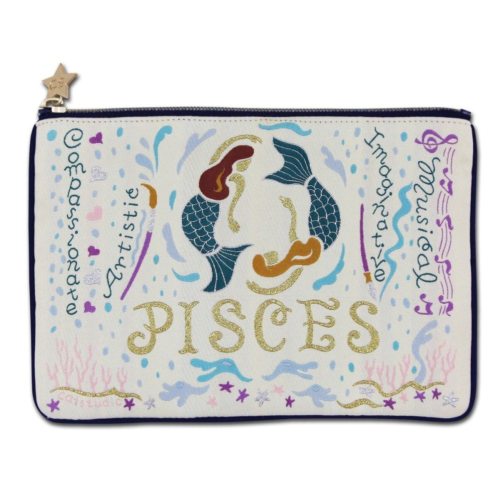 Catstudio Astrology Zipper Pouch, Pisces Zodiac Sign, Celebrate February & March Birthdays with Travel Toiletry Bag, Ideal Gift for Pisces, Makeup Bag, Dog Treat Pouch, or Travel Purse