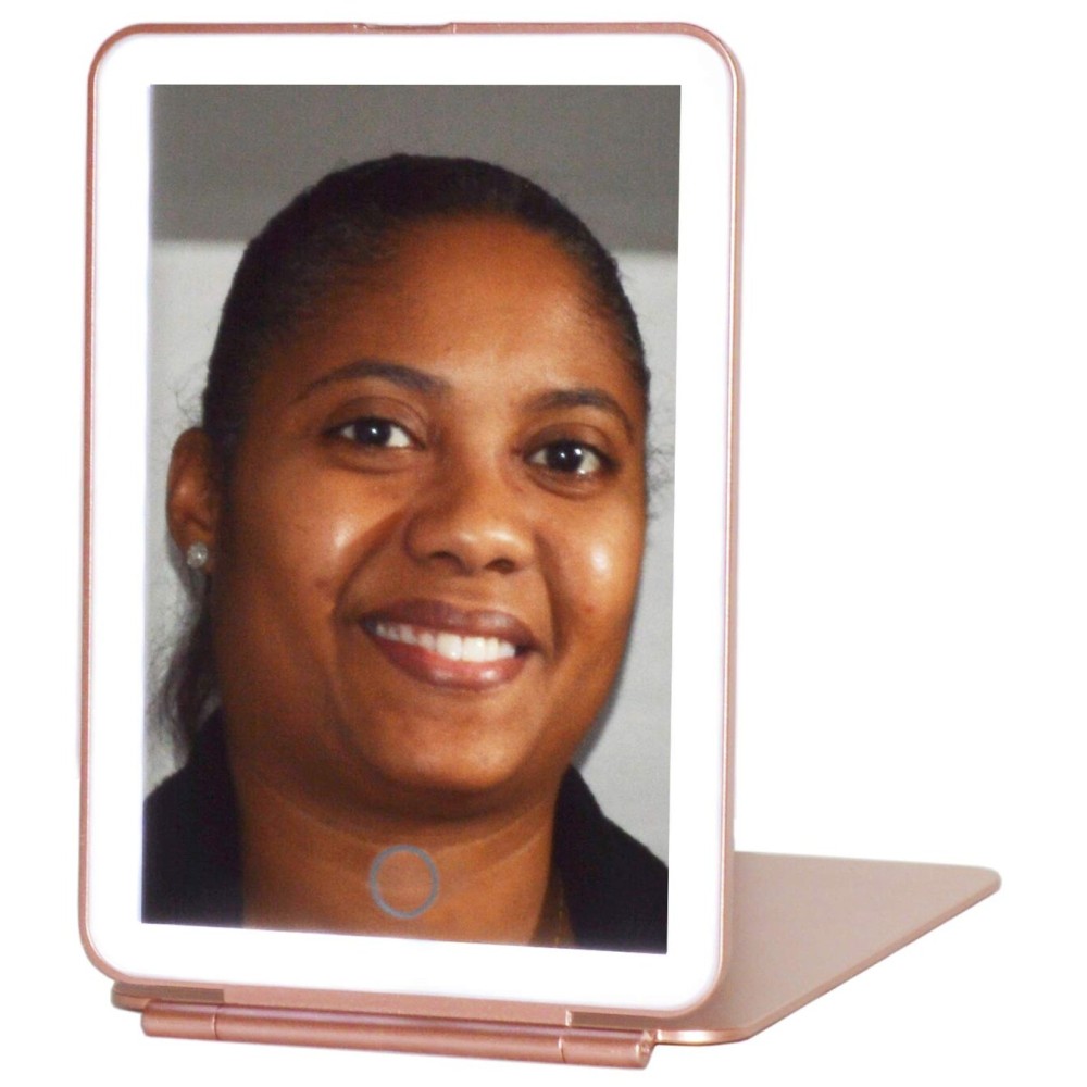 EX ELECTRONIX EXPRESS LED Lighted Travel Makeup Mirror, Rechargeable Illuminated Portable Mirror with 3 Light Colors, Perfect for Travel, Makeup and Beauty Needs (Rose Gold) EX ELECTRONIX EXPRESS LED Lighted Travel Makeup Mirror, Rechargeable Illuminated Portable Mirror with 3 Light Colors, Perfect for Travel, Makeup and Beauty Needs (Rose Gold)