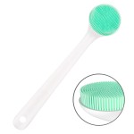 Silicone Body Scrubber Exfoliator, Back Brush Long Handle for Shower with Soft Bristles, Shower Brush Scrubber for Body Men and Women, BPA Free, Non-Slip