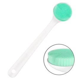 Silicone Body Scrubber Exfoliator, Back Brush Long Handle for Shower with Soft Bristles, Shower Brush Scrubber for Body Men and Women, BPA Free, Non-Slip