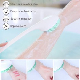 Silicone Body Scrubber Exfoliator, Back Brush Long Handle for Shower with Soft Bristles, Shower Brush Scrubber for Body Men and Women, BPA Free, Non-Slip