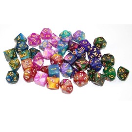 SmartDealsPro 6 x 7 Sets (42 pcs) Glitter Polyhedral Dice Sets with Pouches for DND RPG MTG Dungeon and Dragons Table Board Roll Playing Games D4 D8 D10 D12 D20 (6 Sets)
