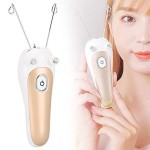 Electric Facial Hair Remover, Ladies Beauty Epilator Trimmer Facial Cotton Threading Hair Shaver Faces Delicate Device Depilation for Body Facial Pull Hair Removal Epilators(gold)