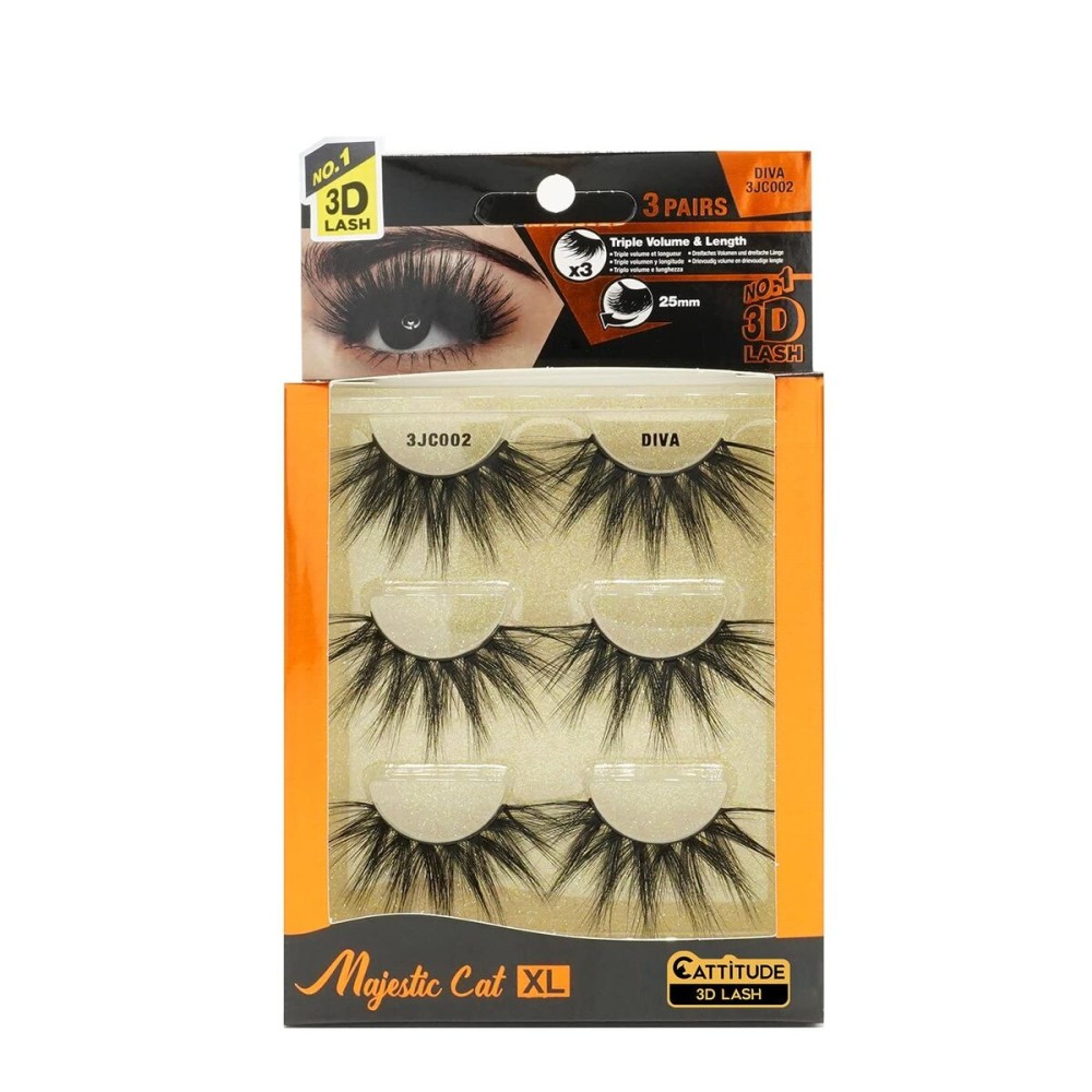 EBIN NEW YORK Cattitude 3D Lash 3 Pair - Majestic Cat 25mm 3D Lashes Triple Volume & Length Lightweight Comfortable Wear Perfect Thick & Full Look Reusable EBIN NEW YORK Cattitude 3D Lash 3 Pair - Majestic Cat 25mm 3D Lashes Triple Volume & Length Lightweight Comfortable Wear Perfect Thick & Full Look Reusable