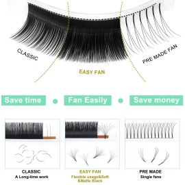 Easy Fan Volume Lashes D-0.03-9-16 Volume Lash Extensions Flowering Lash Extensions .03 .05 .07 .10 Rapid Blooming Eyelash Extensions C D curl Rapid Blooming Lashes(D-0.03,9-16mix)