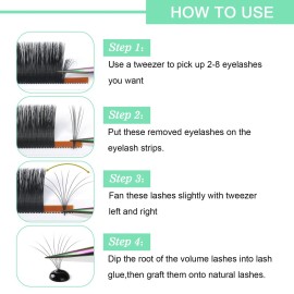 Easy Fan Volume Lashes D-0.03-9-16 Volume Lash Extensions Flowering Lash Extensions .03 .05 .07 .10 Rapid Blooming Eyelash Extensions C D curl Rapid Blooming Lashes(D-0.03,9-16mix)