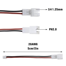 Create idea 20Pcs 2 PIN Battery Connector Plug, Micro JST 1.25 Female to JST-PH 2.0 Male for RC Battery Charger Board