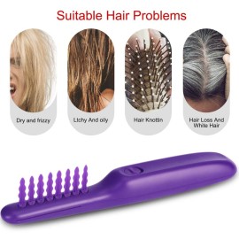Electric Massage Comb with Detangling Brush - Dual Use Wet/Dry Negative Ion Tamer for Long Hair, with Brush Cover and Scalp Massager