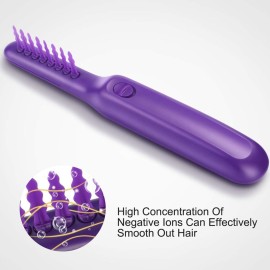 Electric Massage Comb with Detangling Brush - Dual Use Wet/Dry Negative Ion Tamer for Long Hair, with Brush Cover and Scalp Massager