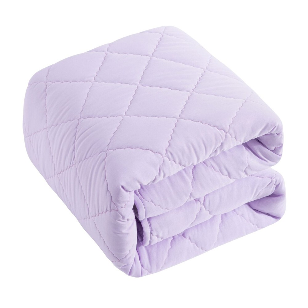 BEDSUM 100% Brushed Microfiber Down Alternative Toddler Comforter, Ultra Soft Lightweight and Warm Breathable Crib Quilted Blanket for Nursery Stroller Bed, 39x47 Inches, Light Purple
