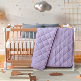 BEDSUM 100% Brushed Microfiber Down Alternative Toddler Comforter, Ultra Soft Lightweight and Warm Breathable Crib Quilted Blanket for Nursery Stroller Bed, 39x47 Inches, Light Purple