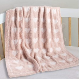 Kid Nation Super Soft Baby Blanket with Heart Light Pink 30 x 40 inch