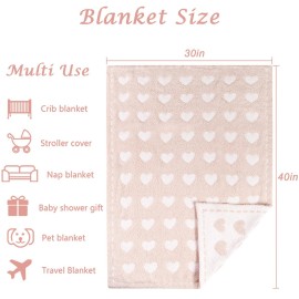 Kid Nation Super Soft Baby Blanket with Heart Light Pink 30 x 40 inch