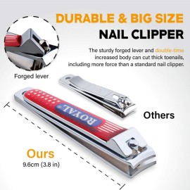 [Made in Korea] ROYAL Wide Jaw Toenail Clipper for Thick Toenails or Tough Fingernails, Large Toenail Clippers for Men, Seniors, Adults EM-3