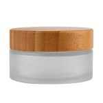 100g 100ml Frosted Glass Cream Jar Cosmetic Container with Inner Liners and Natural Bamboo lids Refillable Straight Sided Glass Cosmetic Jars Travel Toiletries Bottle Sample Jars for Lotion Cream
