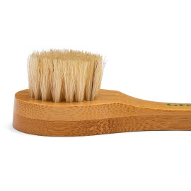 GranNaturals Manual Facial Brush Dry Brushing Scrubber - Stiff Boar Bristles for Exfoliation - Promotes Lymphatic Drainage, Deep Cleansing, Gentle Pore Cleaning for Glowing, Soft Skin - Wooden Handle