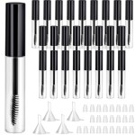 25 Pieces 10 ml Empty Mascara Tubes Wand Empty Eyelash Bottle Clear Refillable Mascara Container with 4 Pieces Funnels Transfer Pipettes for Castor Oil and DIY Cosmetics(Black)