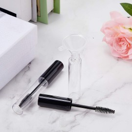 25 Pieces 10 ml Empty Mascara Tubes Wand Empty Eyelash Bottle Clear Refillable Mascara Container with 4 Pieces Funnels Transfer Pipettes for Castor Oil and DIY Cosmetics(Black)