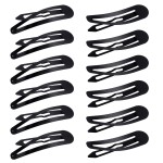 WILLBOND 50 Pcs Snap Clips for Hair 3.5 Inch Large Metal No Slip Hair Barrettes Long Side Clips for Women Accessories, Black(Black)