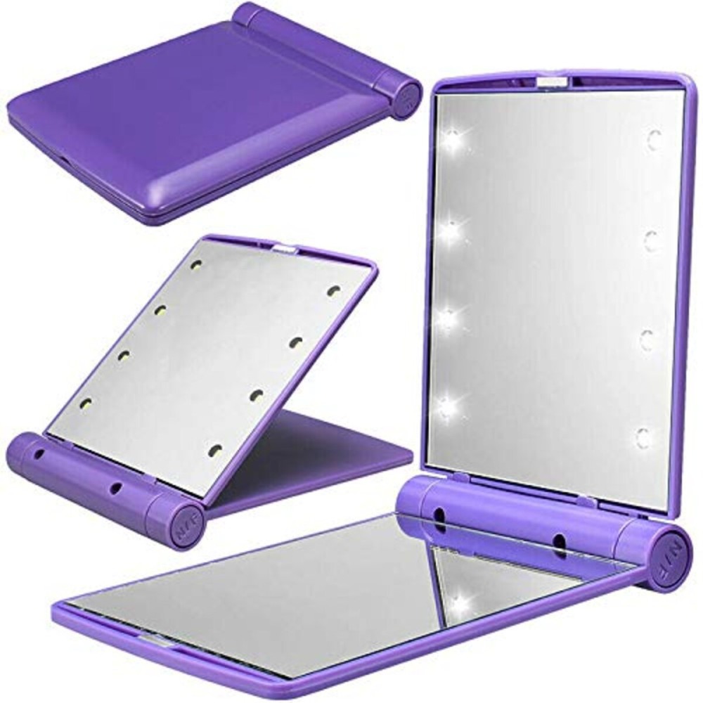 Makeup Cosmetic Folding Portable Compact Pocket Travel Mirror with 8 LED Lights Lamps (Purple) Makeup Cosmetic Folding Portable Compact Pocket Travel Mirror with 8 LED Lights Lamps (Purple)