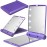 Makeup Cosmetic Folding Portable Compact Pocket Travel Mirror with 8 LED Lights Lamps (Purple)