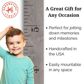 HEADWATERS STUDIO Wooden Growth Chart for Wall-Kids Sizing Chart, Height Measurement for Wall, Kids Height Wall Chart, Kids Height Ruler, Height Growth Chart for Kids - Love Grows Here Gray (63x6.7)