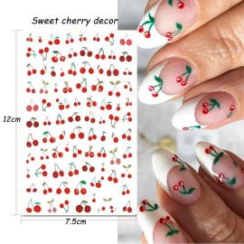 2Sheets Cherry Peach Fruit Cute Type Nails Art Manicuring 3D Cherry Fruits Nail Decals Decorations 3D Cute Type Nail Sticker for Nails Tips Beauty DIY Design (cherry nail stickers) 2Sheets Cherry Peach Fruit Cute Type Nails Art Manicuring 3D Cherry Fruits Nail Decals Decorations 3D Cute Type Nail Sticker for Nails Tips Beauty DIY Design (cherry nail stickers)