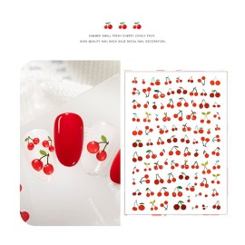 2Sheets Cherry Peach Fruit Cute Type Nails Art Manicuring 3D Cherry Fruits Nail Decals Decorations 3D Cute Type Nail Sticker for Nails Tips Beauty DIY Design (cherry nail stickers) 2Sheets Cherry Peach Fruit Cute Type Nails Art Manicuring 3D Cherry Fruits Nail Decals Decorations 3D Cute Type Nail Sticker for Nails Tips Beauty DIY Design (cherry nail stickers)