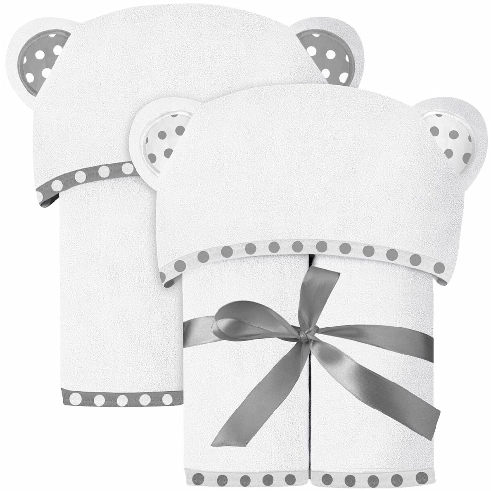 ELSVIN Set of 2 Hooded Baby Towels - White - Luxurious, Large and Super Absorbent - 30 x 30 Inch - Soft and Suitable for Infants, Toddlers and Kids - 400 GSM
