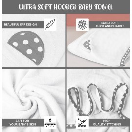 ELSVIN Set of 2 Hooded Baby Towels - White - Luxurious, Large and Super Absorbent - 30 x 30 Inch - Soft and Suitable for Infants, Toddlers and Kids - 400 GSM