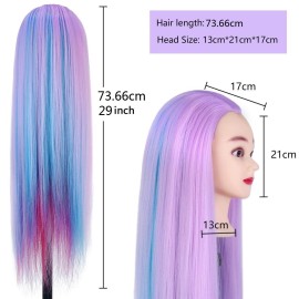 Mannequin Head, Beauty Star 29inch Hair Cosmetology Mannequin Head Hair Practice Cosmetology Hair Doll Heads Styling Hairdressing Training Braiding Heads with Clamp Holder and Tools