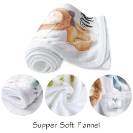 Yoothy Safari Baby Milestone Blanket for Boy & Girl, Gift for Baby Shower, Photo Blanket, Wreath & 12 Stickers Included, Soft Flannel, Elephant & Lion 40\'\'x 40\'\'