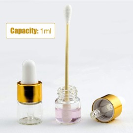 Easeen 50 Pcs Mini Dropper Bottles, 1ml Clear with 2 Pcs Plastic Droppers for Traveling Essential Oils DIY Cosmetic Liquid Sample Perfume