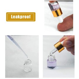 Easeen 50 Pcs Mini Dropper Bottles, 1ml Clear with 2 Pcs Plastic Droppers for Traveling Essential Oils DIY Cosmetic Liquid Sample Perfume