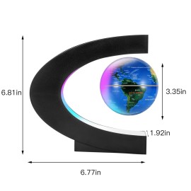 Gresus Magnetic Levitating Floating World Map Globe, C Shape Display Frame with LED Lights, Cool Tech Home Office Desk Gadget Decor Birthday Gift for Men Fathers Boyfriend Students ( Globe doesn\'t lig
