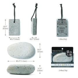 Pumice Stone, Natural [Made in Japan] Ergonomic Shape, Extra Fine Texture, Hard & Cracked Skin Callus Remover for Men, Women, Kids and Gifts.(2pcs Set(Coarse/Fine Smooth))