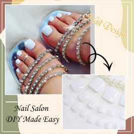 RODAKY Press On Toe Nails for Women White Fake Toenail Glossy Solid Color Fashion False Toenail Full Cover Acrylic Foot Nails Design Toenail Tips 24PCS RODAKY Press On Toe Nails for Women White Fake Toenail Glossy Solid Color Fashion False Toenail Full Cover Acrylic Foot Nails Design Toenail Tips 24PCS