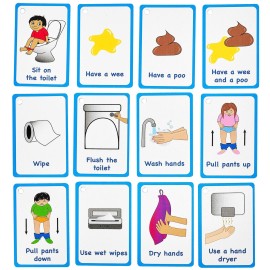 My Toilet Routine Cards 12 Flash Cards for Visual aid Special Ed, Speech Delay Non Verbal Children and Adults with Autism or Special Needs