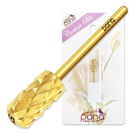 PANA 3/32 Large Smooth Round Top Safety Carbide Nail Drill Bit for Gel Polish & Acrylic Removal Nail Salon Manicure Pedicure Electric File Tools (Large Barrel - Silver, 5X Coarse)