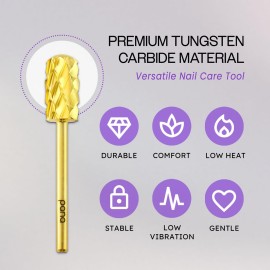 PANA 3/32 Large Smooth Round Top Safety Carbide Nail Drill Bit for Gel Polish & Acrylic Removal Nail Salon Manicure Pedicure Electric File Tools (Large Barrel - Silver, 5X Coarse)