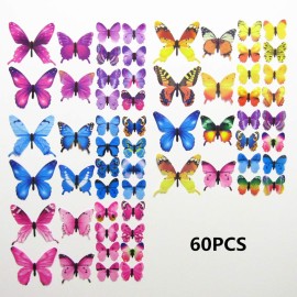 60PCS Butterfly Wall Decals - 3D Butterflies Decor for Wall Removable Mural Stickers Home Decoration Kids Room Bedroom Decor (Green)