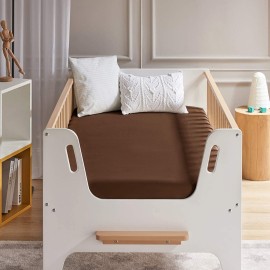 FLXXIE 2 Pack Microfiber Fitted Crib Sheets, Super Soft and Cozy Toddler Fitted Sheets for Standard Crib and Toddler Mattresses, 28x52, Brown