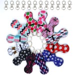 Puezokly 12 Set Chapstick Holder Keychain ,Lipstick Balm Holder Keychains with With Hang Metal Keychain Cute Design Neoprene Lip Balm Keychain Holder