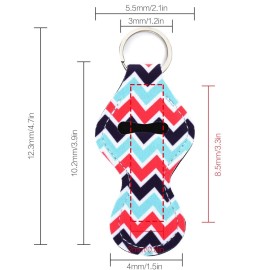 Puezokly 12 Set Chapstick Holder Keychain ,Lipstick Balm Holder Keychains with With Hang Metal Keychain Cute Design Neoprene Lip Balm Keychain Holder