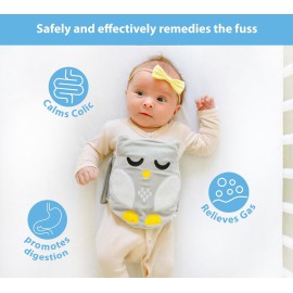 Baby Colic, Gas and Upset Stomach Relief, Baby Heated Tummy Wrap for Newborns - Belly Hugger - Infant Swaddling Belly Belt, Heating Pad with Soothing Warmth for Fussy Infants (Grey-White)